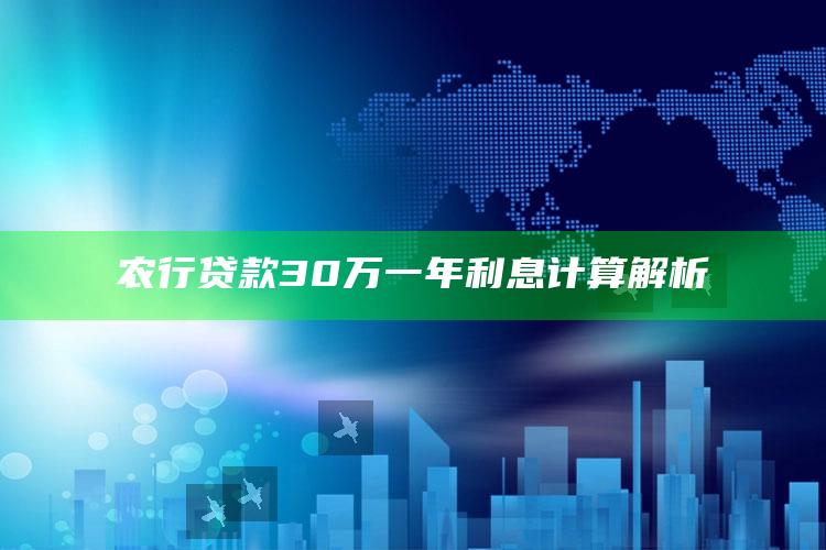 农行贷款30万一年利息计算解析 ,农业银行30万贷款利息