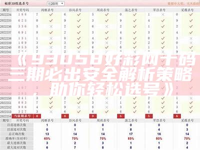 《93058好彩网十码三期必出安全解析策略，助你轻松选号》