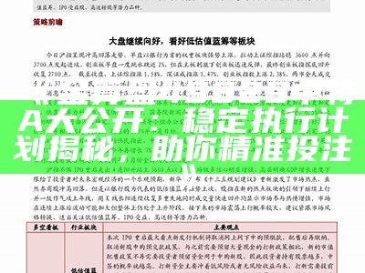 《金算盘49829中特A大公开：稳定执行计划揭秘，助你精准投注》